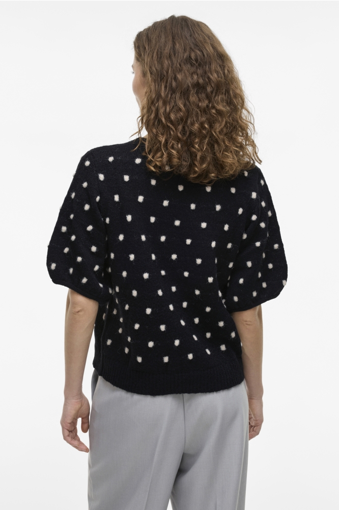 VIDOTTIE 2/4 SLEEVE KNIT TOP 14103431 BLACK BEAUTY/BIRCH DOTS